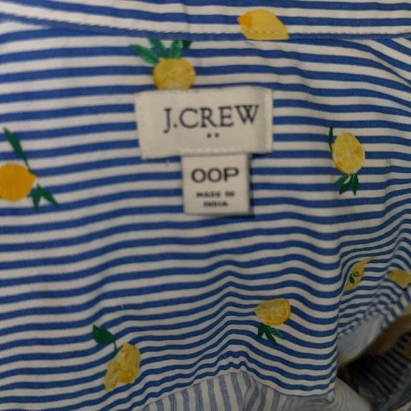 JCrew Factory lemon print striped shirt dress size 00P - Picture 8 of 8